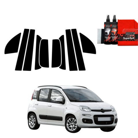Bodyshield - 10în1 folie de protecție neagră pentru coloana A-B-C - Fiat Panda 3 Hatchback 5D (2011-2016)