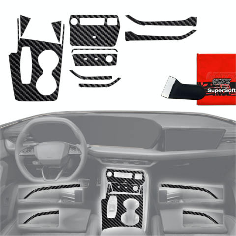Folie interior - Folie de protecție 10în1 pentru consola centrală și bord - Audi Q5 (2025-2026) Aspect carbon lucios
