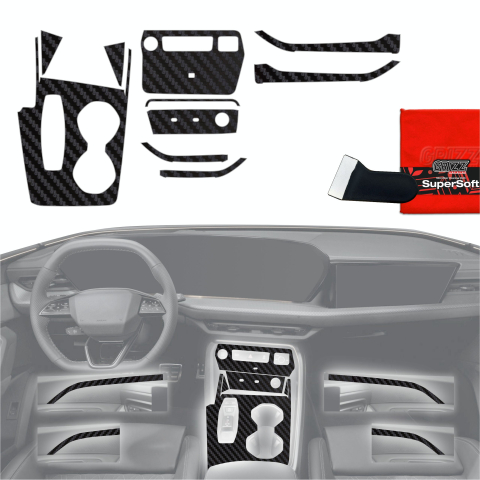 Folie interior - Folie de protecție 10în1 pentru consola centrală și bord - Audi Q5 (2025-2026) Aspect carbon mat anti-amprentă