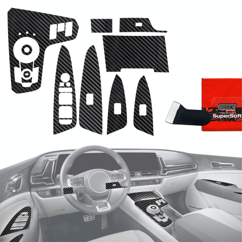 Folie interior - Folie de protecție 12în1 pentru consola centrală și bord - Kia Sportage 5 (2021-2024) Aspect carbon lucios