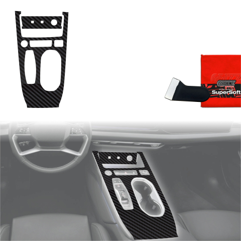 Folie interior - Folie de protecție 2în1 pentru consola centrală - Audi A6 C9 (2025-2026) aspect carbon mat antifingerprint
