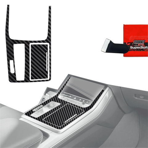 Folie interior - Folie de protecție 2în1 pentru consola centrală - Audi Q7 (2019-2024) Aspect Carbon Lucios