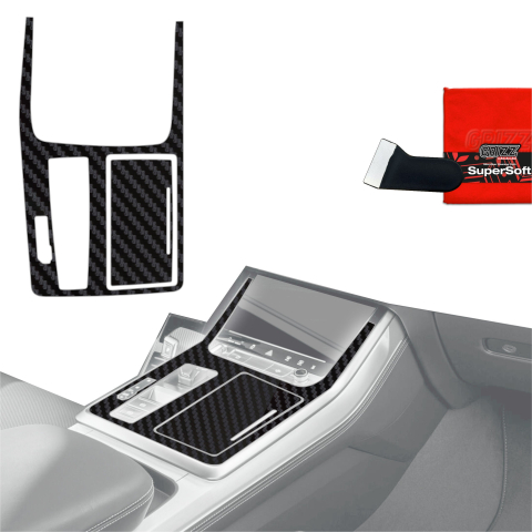 Folie interior - Folie de protecție 2în1 pentru consola centrală - Audi Q7 (2019-2024) Aspect Carbon Mat Anti-amprentă