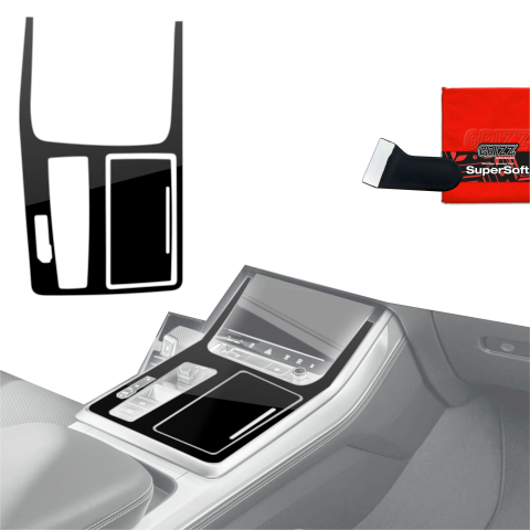 Folie interior - Folie de protecție 2în1 pentru consola centrală - Audi Q7 (2019-2024) Negru Lucios