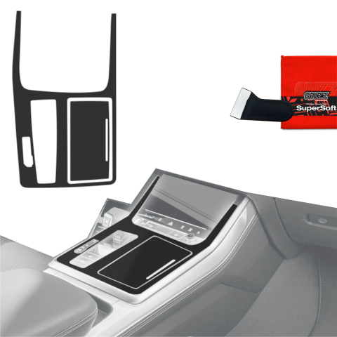 Folie interior - Folie de protecție 2în1 pentru consola centrală - Audi Q7 (2019-2024) Negru Mat Anti-amprentă