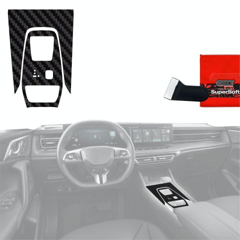 Folie interior - Folie de protecție 2în1 pentru consola centrală - MG HS (2024-2026) Aspect Carbon Mat Antiamprentă