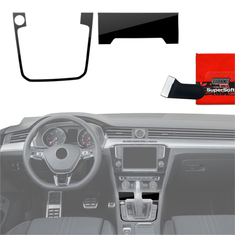 Folie interior - Folie de protecție 2în1 pentru consola centrală - Volkswagen Passat B8 Alltrack (2014-2023) Negru lucios