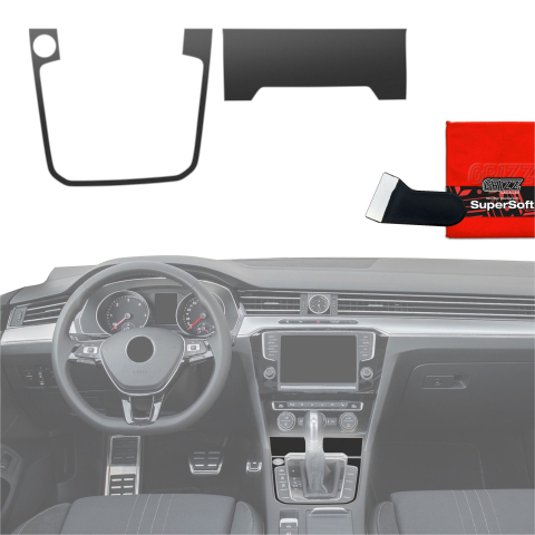 Folie interior - Folie de protecție 2în1 pentru consola centrală - Volkswagen Passat B8 Alltrack (2014-2023) Negru Mat Antiamprentă