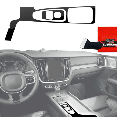 Folie interior - Folie de protecție 2în1 pentru consola centrală - Volvo XC90 B5 Drive Mode (2019) Negru Lucios