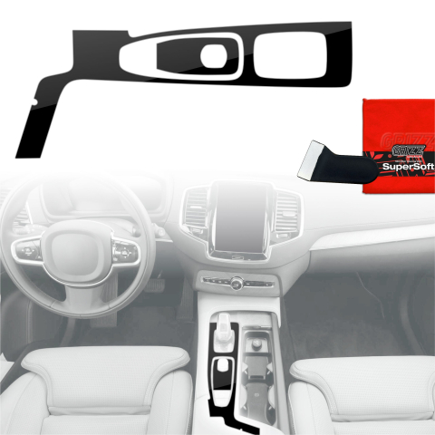 Folie interior - Folie de protecție 2în1 pentru consola centrală - Volvo XC90 B6 (2022-2025) Negru Lucios