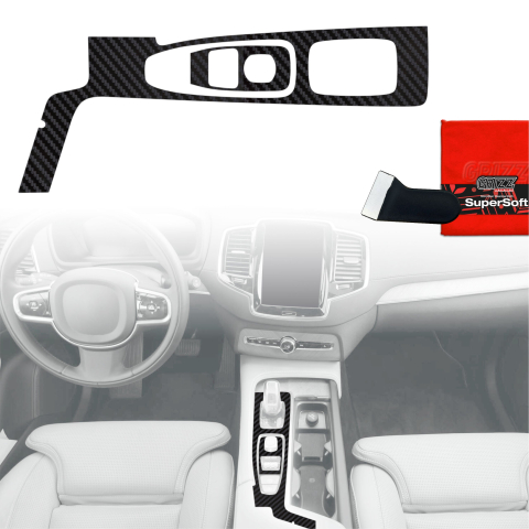 Folie interior - Folie de protecție 2în1 pentru consola centrală - Volvo XC90 B6 Drive Mode (2020-2021) Aspect carbon mat anti-amprentă
