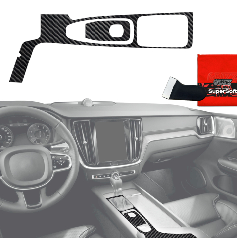 Folie interior - Folie de protecție 2în1 pentru consola centrală - Volvo XC90 D4 (2017-2018) Aspect carbon lucios