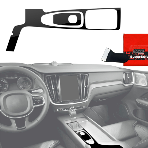 Folie interior - Folie de protecție 2în1 pentru consola centrală - Volvo XC90 D4 (2017-2018) Negru Lucios