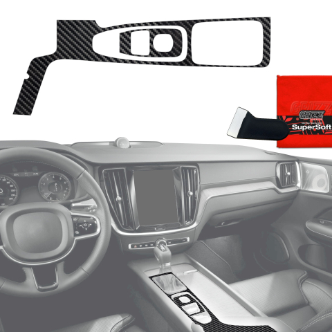 Folie interior - Folie de protecție 2în1 pentru consola centrală - Volvo XC90 D4 Drive Mode (2014-2017) Aspect carbon lucios