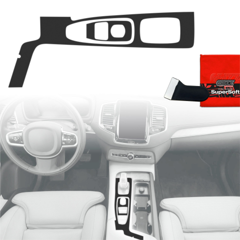 Folie interior - Folie de protecție 2în1 pentru consola centrală - Volvo XC90 T8 Mod de condus (2015-2020) Negru mat antiamprentă