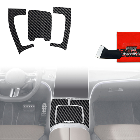 Folie interior - Folie de protecție 3în1 pentru consola centrală - Mercedes Clasa C W206 (2021-2026) Aspect Carbon Lucios