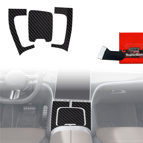 Folie interior - Folie de protecție 3în1 pentru consola centrală - Mercedes Clasa C W206 (2021-2026) Aspect carbon mat antiamprentă