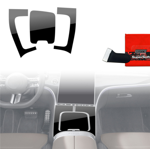 Folie interior - Folie de protecție 3în1 pentru consola centrală - Mercedes Clasa C W206 (2021-2026) Negru lucios