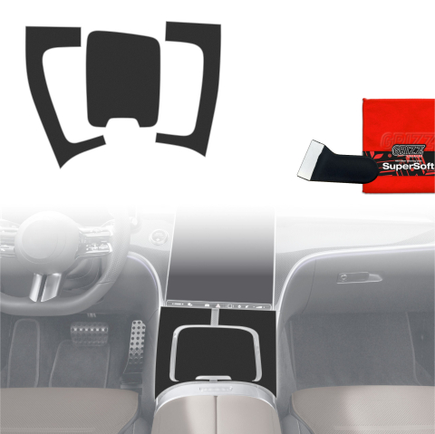 Folie interior - Folie de protecție 3în1 pentru consola centrală - Mercedes Clasa C W206 (2021-2026) Negru Mat Antiamprentă
