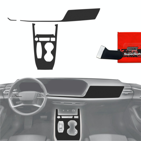 Folie interior - Folie de protecție 3în1 pentru consola centrală și bord - Audi A5 B10 (2025-2026) Negru Mat Antiamprentă