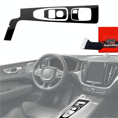 Folie interior - Folie de protecție 3în1 pentru consola centrală - Volvo XC60 B5 Drive Mode (2020) Negru Lucios