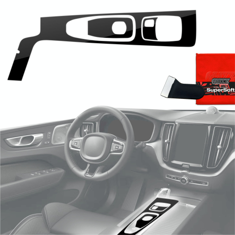 Folie interior - Folie de protecție 3în1 pentru consola centrală - Volvo XC60 T6 (2021-2022) Negru Lucios