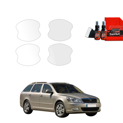 Bodyshield - Folie de protecție 4în1 pentru adâncituri mânere uși - Skoda Octavia 2 Combi Facelift (2008-2013)