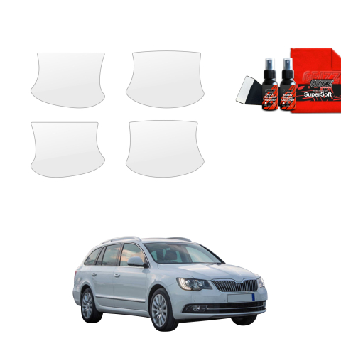 Bodyshield - Folie de protecție 4în1 pentru adâncituri mânere uși - Skoda Superb 2 Combi Facelifting (2013-2015)
