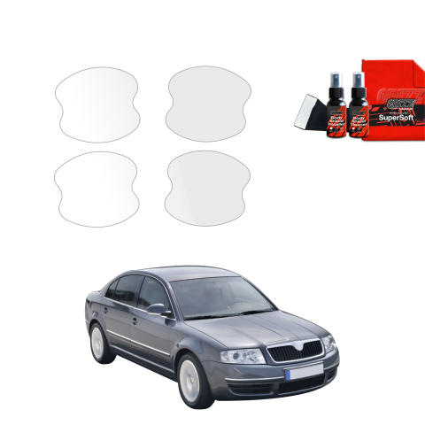 Bodyshield - Folie de protecție 4în1 pentru adâncituri mânere uși - Skoda Superb (2001-2008)