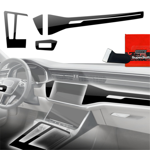Folie interior - Folie de protecție 4în1 pentru consola centrală - Audi A6 C8 (2018-2024) Negru lucios