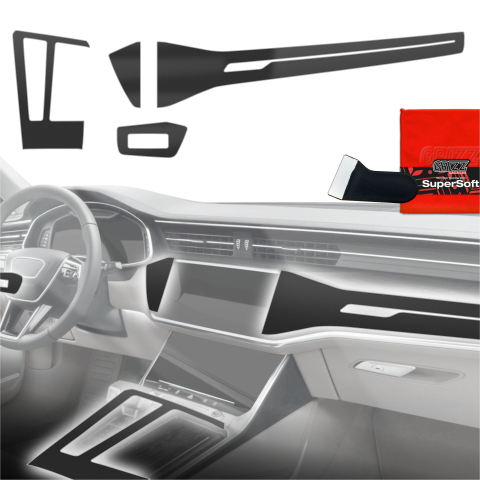 Folie interior - Folie de protecție 4în1 pentru consola centrală și bord - Audi S6 C8 (2018-2024) Negru Mat Antiamprentă