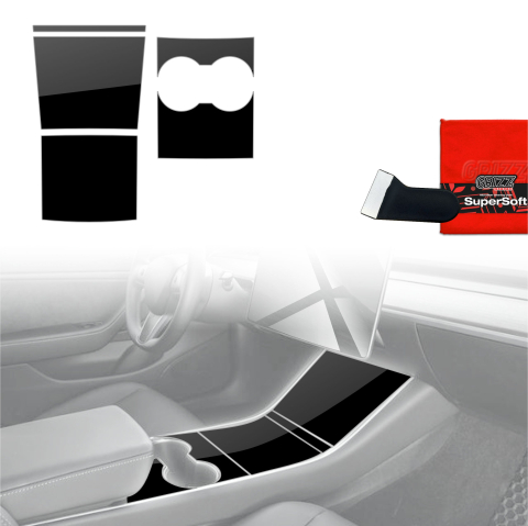 Folie interior - Folie de protecție 4în1 pentru consola centrală - Tesla Model 3 (2017-2020) Negru Lucios