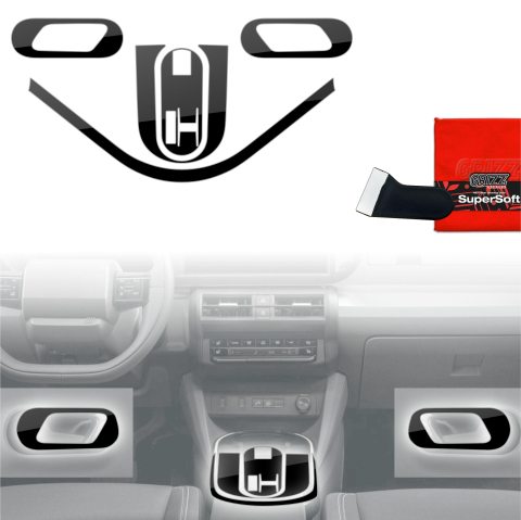 Folie interior - Folie de protecție 5în1 pentru consola centrală - Fiat Grande Panda (2025-2026) Negru lucios