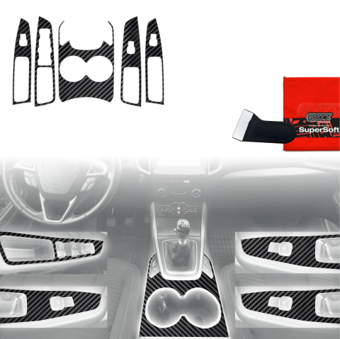 Folie interior - Folie de protecție 5în1 pentru consola centrală - Ford S-Max MK2 (2015-2023) aspect carbon lucios