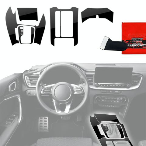 Folie interior - Folie de protecție 5în1 pentru consola centrală - Kia Ceed (2018-2025) Negru Lucios