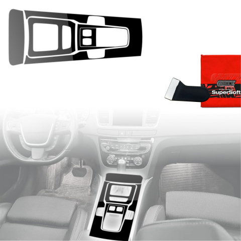 Folie interior - Folie de protecție 5în1 pentru consola centrală - Peugeot 508 cutie automată (2010-2018) Negru lucios