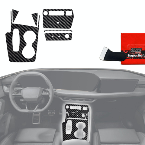 Folie interior - Folie de protecție 6în1 pentru consola centrală - Audi Q5 (2025-2026) Aspect carbon lucios