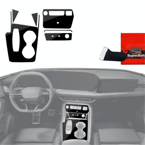 Folie interior - Folie de protecție 6în1 pentru consola centrală - Audi Q5 (2025-2026) Negru Lucios