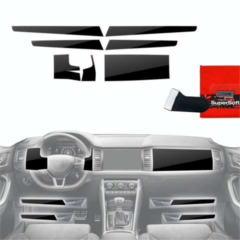 Folie interior - Folie de protecție 7în1 pentru consola centrală - Skoda Kodiaq (2016-2023) Negru Lucios