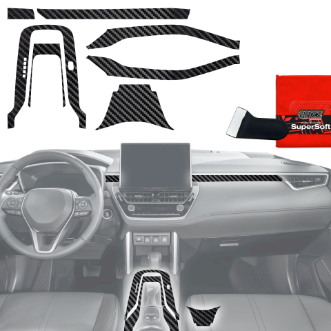 Folie interior - Folie de protecție 7în1 pentru consola centrală - Toyota Corolla (2019-2026) Aspect carbon lucios