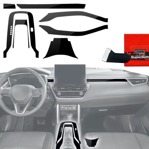 Folie interior - Folie de protecție 7în1 pentru consola centrală - Toyota Corolla Cross (2019-2026) Negru Lucios