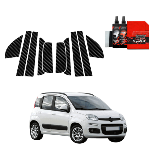 Bodyshield - Folie de protecție din carbon 10în1 pentru coloana A-B-C - Fiat Panda 3 Hatchback 5D (2011-2016)
