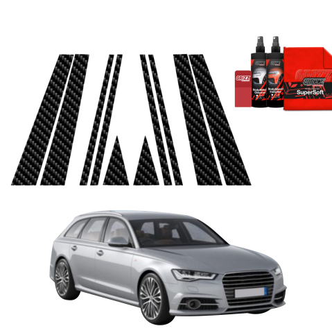 Bodyshield - Folie de protecție din carbon 10în1 pentru coloana B-C-S - Audi A6 C7 Avant Facelifting (2014-2018)
