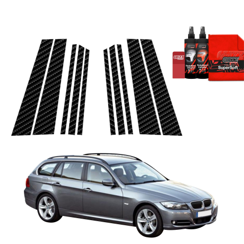 Bodyshield - Folie de protecție din carbon 10în1 pentru coloana B-C-S - BMW 3 E91 Kombi Pre-LCI (2004-2008)