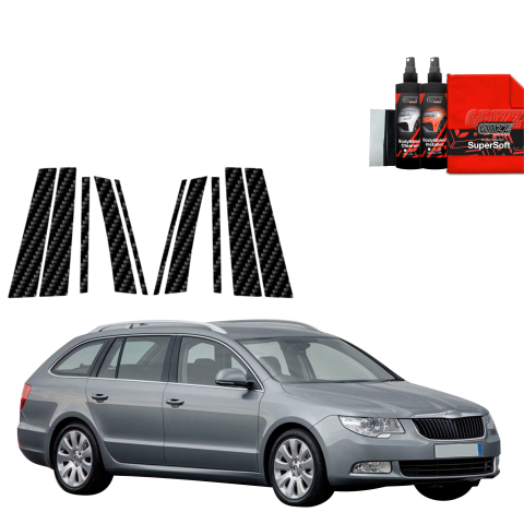 Bodyshield - Folie de protecție din carbon 10în1 pentru coloana B-C-S - Skoda Superb 2 Kombi (2009-2013)