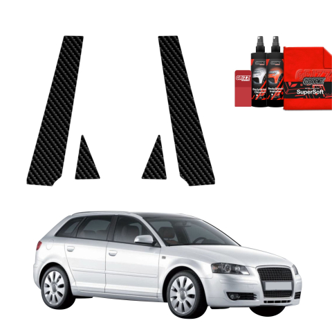 Bodyshield - Folie de protecție din carbon 4în1 pentru coloana B-C-S - Audi A3 8P Hatchback 5D (2008-2012)