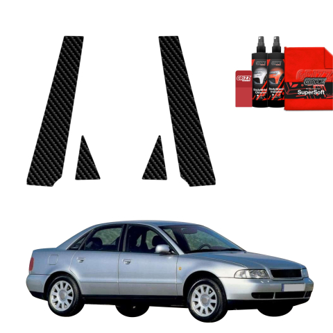 Bodyshield - Folie de protecție din carbon 4în1 pentru coloana B-C-S - Audi A4 B5 Sedan (1994-2001)