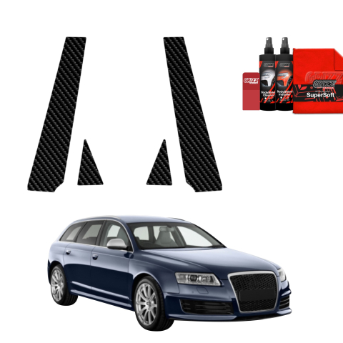Bodyshield - Folie de protecție din carbon 4în1 pentru coloana B-C-S - Audi A6 C6 Avant Facelifting (2008-2011)
