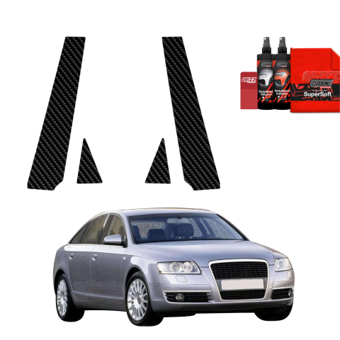 Bodyshield - Folie de protecție din carbon 4în1 pentru coloana B-C-S - Audi A6 C6 Sedan 4D (2004-2008)