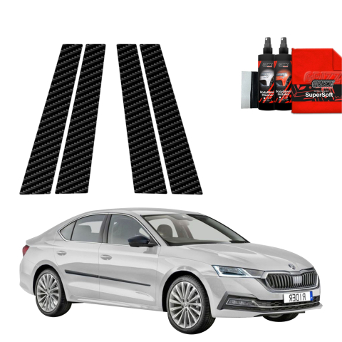 Bodyshield - Folie de protecție din carbon 4în1 pentru coloana B-C-S - Skoda Octavia 4 Hatchback (2019-2024)